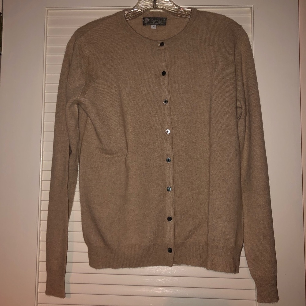 Camel colored 100% cashmere cardigan